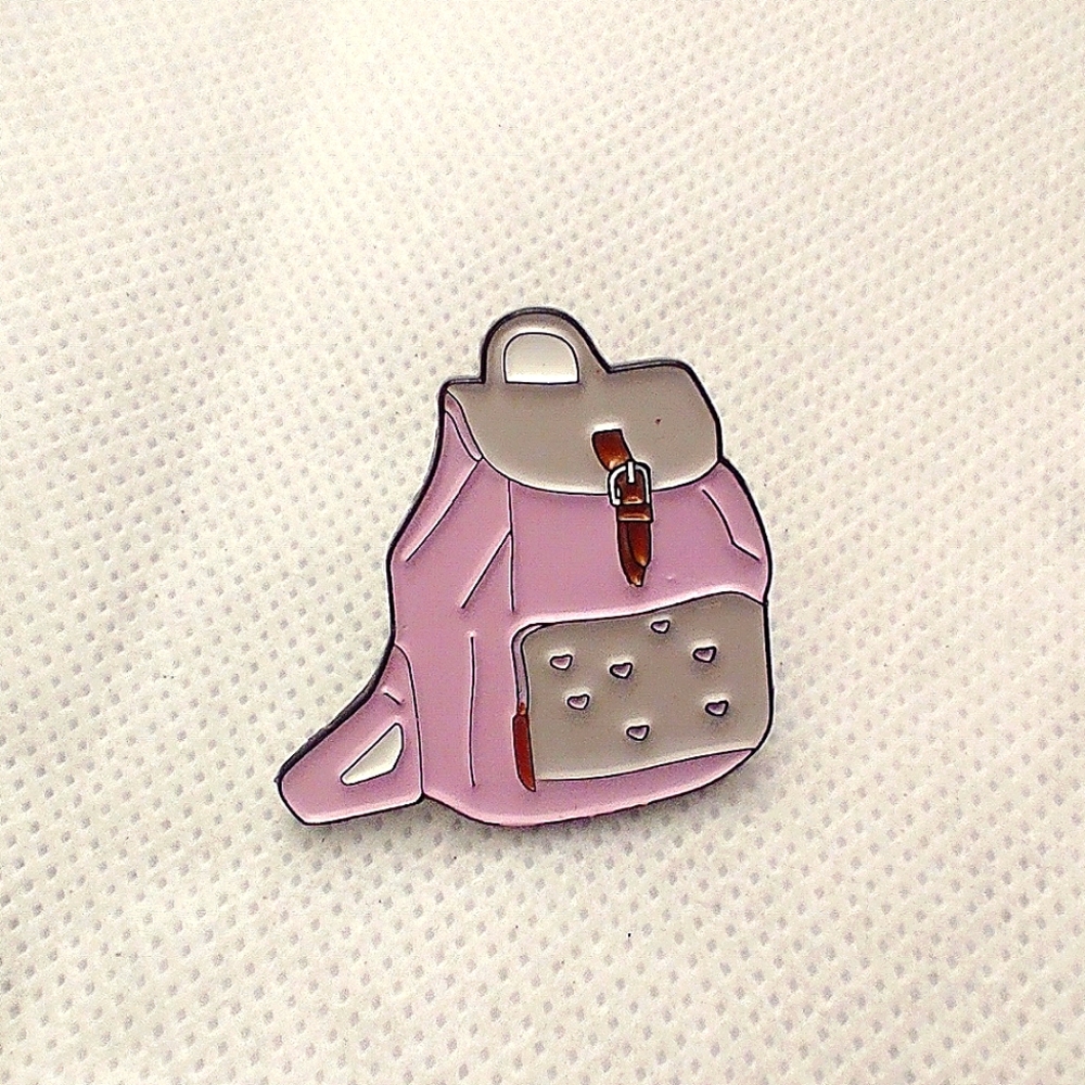 🧁 3/$30 Cute Pink Backpack with Hearts Enamel Pin NEW